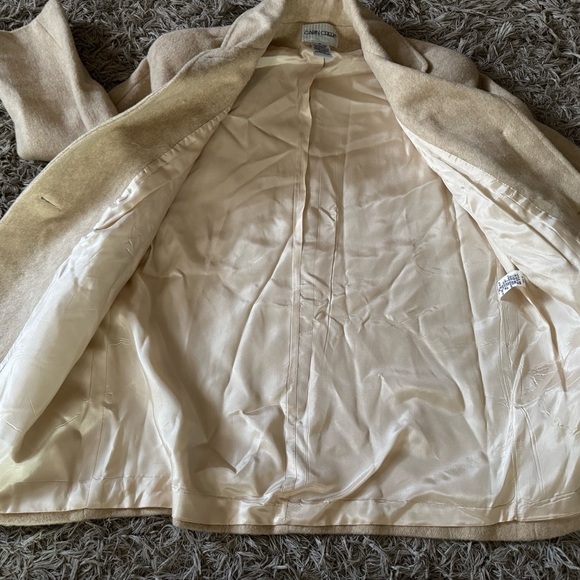 Cabin Creek Jacket Petite Women 8P Oatmeal Wool Button Up Shaped Car Coat Cozy - Picture 7 of 8